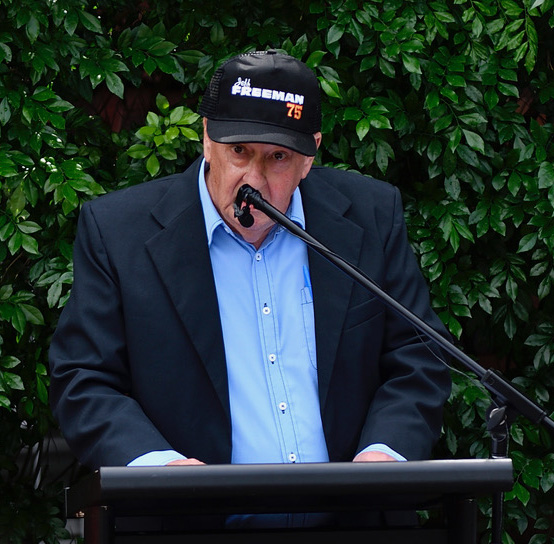 Dennis Newlyn at Sydney's Woollahra Municipal Council Jeff Freeman plaque ceremony – 2020.