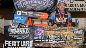 WINDOM POCKETS $20.000 IN USAC NATIONALS 100 LAP WIN