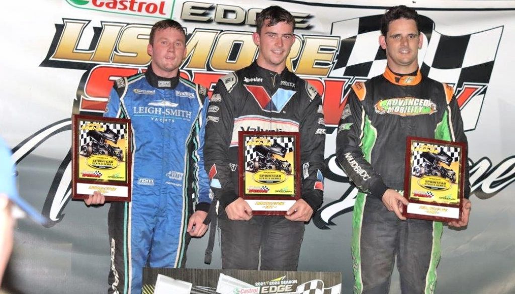Lismore - Jan 12, 2022 - winner Marcus Dumesny (centre), Lachlan McHugh and Luke Oldfield at right